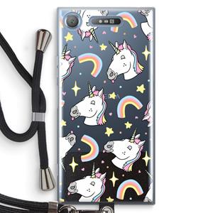 CaseCompany Rainbow Unicorn: Sony Xperia XZ1 Transparant Hoesje met koord