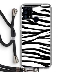 CaseCompany Zebra pattern: Samsung Galaxy M31 Transparant Hoesje met koord