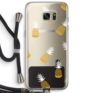 CaseCompany Ananasjes: Samsung Galaxy S7 Edge Transparant Hoesje met koord