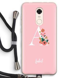 CaseCompany Pink Bouquet: Xiaomi Redmi 5 Transparant Hoesje met koord