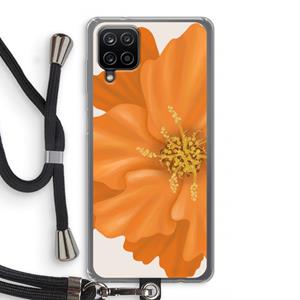 CaseCompany Orange Ellila flower: Samsung Galaxy A12 Transparant Hoesje met koord