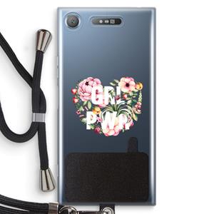 CaseCompany GRL PWR Flower: Sony Xperia XZ1 Transparant Hoesje met koord