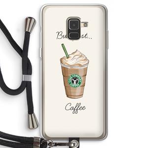 CaseCompany But first coffee: Samsung Galaxy A8 (2018) Transparant Hoesje met koord