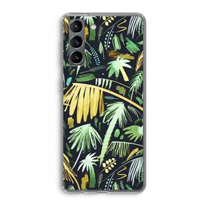 CaseCompany Tropical Palms Dark: Samsung Galaxy S21 Transparant Hoesje