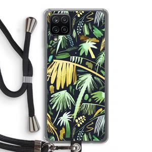 CaseCompany Tropical Palms Dark: Samsung Galaxy A12 Transparant Hoesje met koord