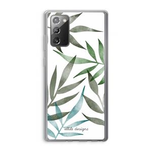 CaseCompany Tropical watercolor leaves: Samsung Galaxy Note 20 / Note 20 5G Transparant Hoesje