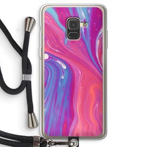 CaseCompany Paarse stroom: Samsung Galaxy A8 (2018) Transparant Hoesje met koord