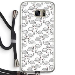 CaseCompany Zwanen: Samsung Galaxy S7 Edge Transparant Hoesje met koord