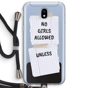 CaseCompany No Girls Allowed Unless: Samsung Galaxy J5 (2017) Transparant Hoesje met koord