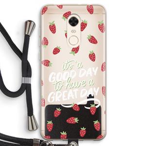 CaseCompany Don't forget to have a great day: Xiaomi Redmi 5 Transparant Hoesje met koord
