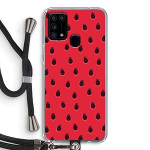 CaseCompany Watermelon: Samsung Galaxy M31 Transparant Hoesje met koord