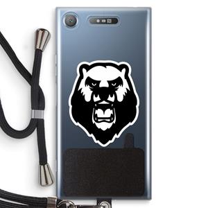 CaseCompany Angry Bear (white): Sony Xperia XZ1 Transparant Hoesje met koord