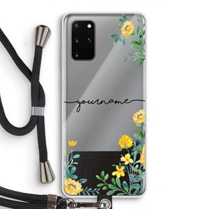 CaseCompany Gele bloemen: Samsung Galaxy S20 Plus Transparant Hoesje met koord