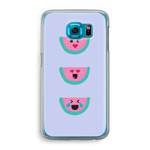CaseCompany Smiley watermeloen: Samsung Galaxy S6 Transparant Hoesje