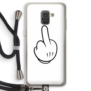 CaseCompany Middle finger white: Samsung Galaxy A8 (2018) Transparant Hoesje met koord