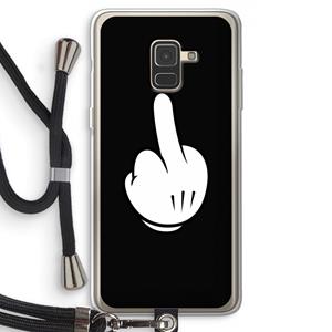 CaseCompany Middle finger black: Samsung Galaxy A8 (2018) Transparant Hoesje met koord