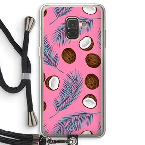 CaseCompany Kokosnoot roze: Samsung Galaxy A8 (2018) Transparant Hoesje met koord
