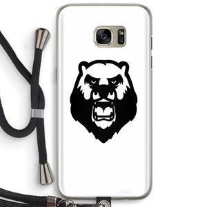 CaseCompany Angry Bear (white): Samsung Galaxy S7 Edge Transparant Hoesje met koord