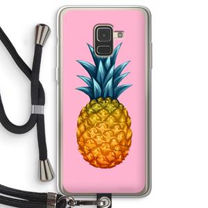CaseCompany Grote ananas: Samsung Galaxy A8 (2018) Transparant Hoesje met koord