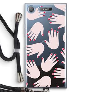 CaseCompany Hands pink: Sony Xperia XZ1 Transparant Hoesje met koord