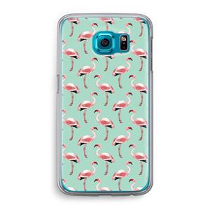 CaseCompany Flamingoprint groen: Samsung Galaxy S6 Transparant Hoesje
