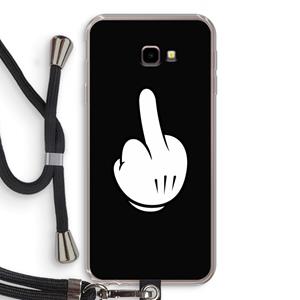 CaseCompany Middle finger black: Samsung Galaxy J4 Plus Transparant Hoesje met koord