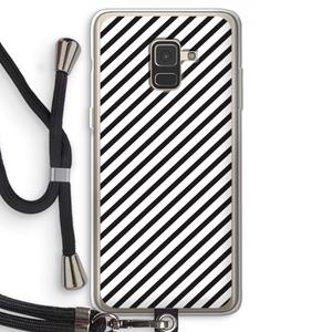 CaseCompany Strepen zwart-wit: Samsung Galaxy A8 (2018) Transparant Hoesje met koord