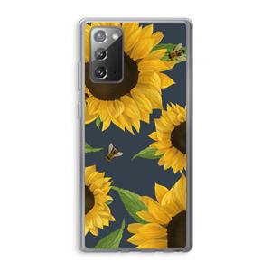 CaseCompany Sunflower and bees: Samsung Galaxy Note 20 / Note 20 5G Transparant Hoesje