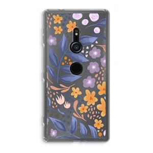 CaseCompany Flowers with blue leaves: Sony Xperia XZ2 Transparant Hoesje
