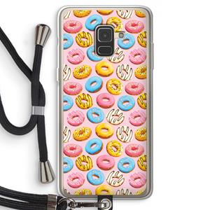 CaseCompany Pink donuts: Samsung Galaxy A8 (2018) Transparant Hoesje met koord