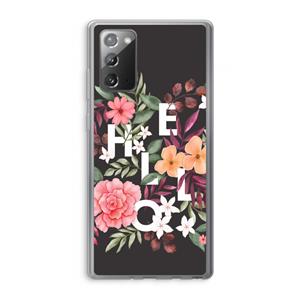 CaseCompany Hello in flowers: Samsung Galaxy Note 20 / Note 20 5G Transparant Hoesje