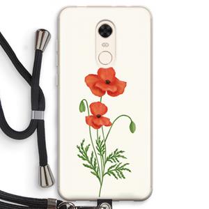 CaseCompany Red poppy: Xiaomi Redmi 5 Transparant Hoesje met koord