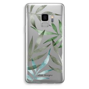 CaseCompany Tropical watercolor leaves: Samsung Galaxy S9 Transparant Hoesje