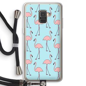 CaseCompany Anything Flamingoes: Samsung Galaxy A8 (2018) Transparant Hoesje met koord