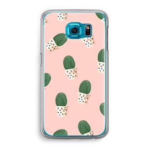 CaseCompany Cactusprint roze: Samsung Galaxy S6 Transparant Hoesje