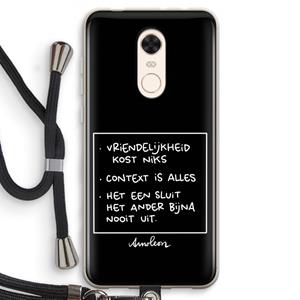 CaseCompany Mijn Motto's: Xiaomi Redmi 5 Transparant Hoesje met koord