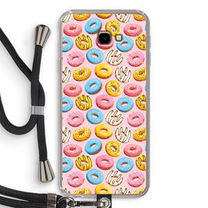 CaseCompany Pink donuts: Samsung Galaxy J4 Plus Transparant Hoesje met koord