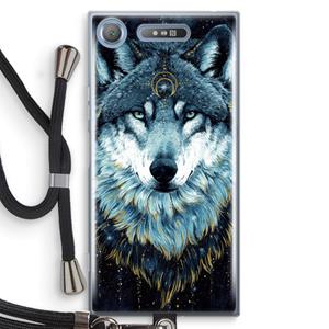 CaseCompany Darkness Wolf: Sony Xperia XZ1 Transparant Hoesje met koord
