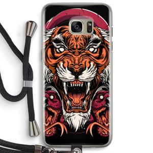 CaseCompany Tiger and Rattlesnakes: Samsung Galaxy S7 Edge Transparant Hoesje met koord