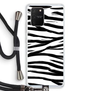 CaseCompany Zebra pattern: Samsung Galaxy S10 Lite Transparant Hoesje met koord