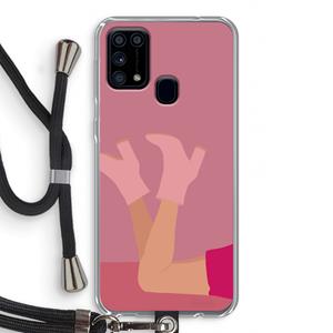 CaseCompany Pink boots: Samsung Galaxy M31 Transparant Hoesje met koord