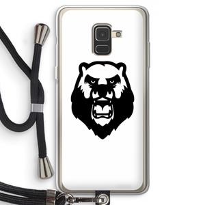 CaseCompany Angry Bear (white): Samsung Galaxy A8 (2018) Transparant Hoesje met koord
