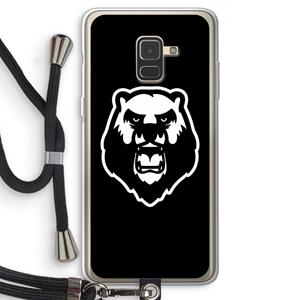 CaseCompany Angry Bear (black): Samsung Galaxy A8 (2018) Transparant Hoesje met koord