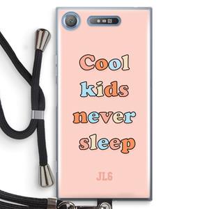 CaseCompany Cool Kids Never Sleep: Sony Xperia XZ1 Transparant Hoesje met koord