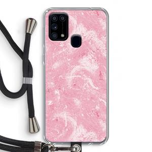 CaseCompany Abstract Painting Pink: Samsung Galaxy M31 Transparant Hoesje met koord