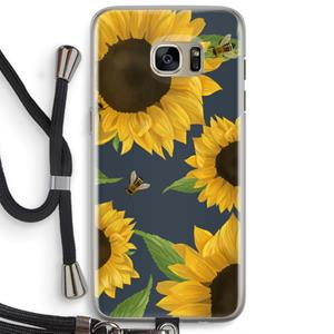 CaseCompany Sunflower and bees: Samsung Galaxy S7 Edge Transparant Hoesje met koord