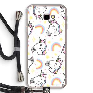 CaseCompany Rainbow Unicorn: Samsung Galaxy J4 Plus Transparant Hoesje met koord