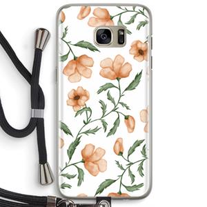 CaseCompany Peachy flowers: Samsung Galaxy S7 Edge Transparant Hoesje met koord