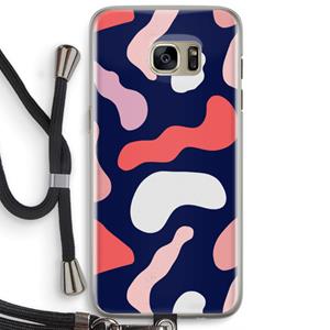 CaseCompany Memphis Shapes Pink: Samsung Galaxy S7 Edge Transparant Hoesje met koord