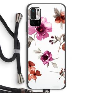 CaseCompany Geschilderde bloemen: Xiaomi Redmi Note 10 5G Transparant Hoesje met koord